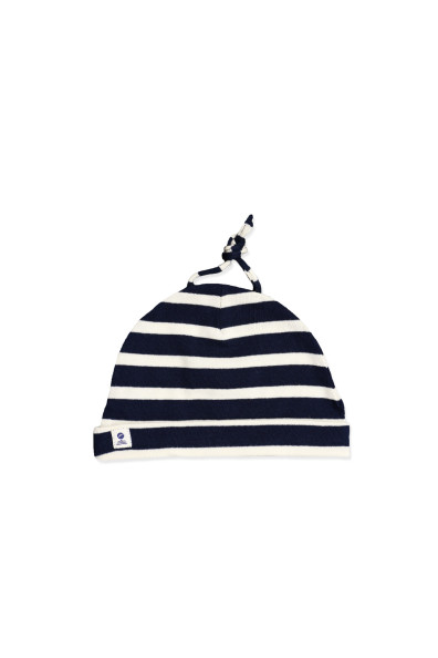 Striped bonnet in cotton for baby MIMI BABY-B | Mousqueton