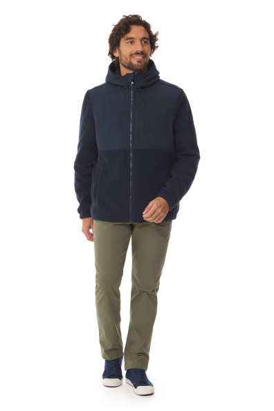 Veste à capuche en sherpa polaire homme bleu marine | Mousqueton