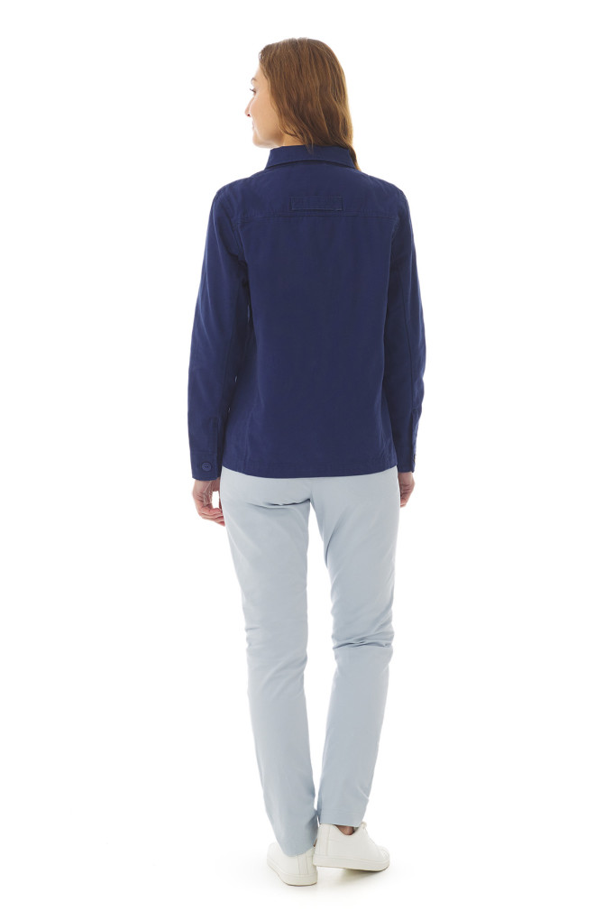 Veste de travail femme en toile de coton bleu regate | Mousqueton