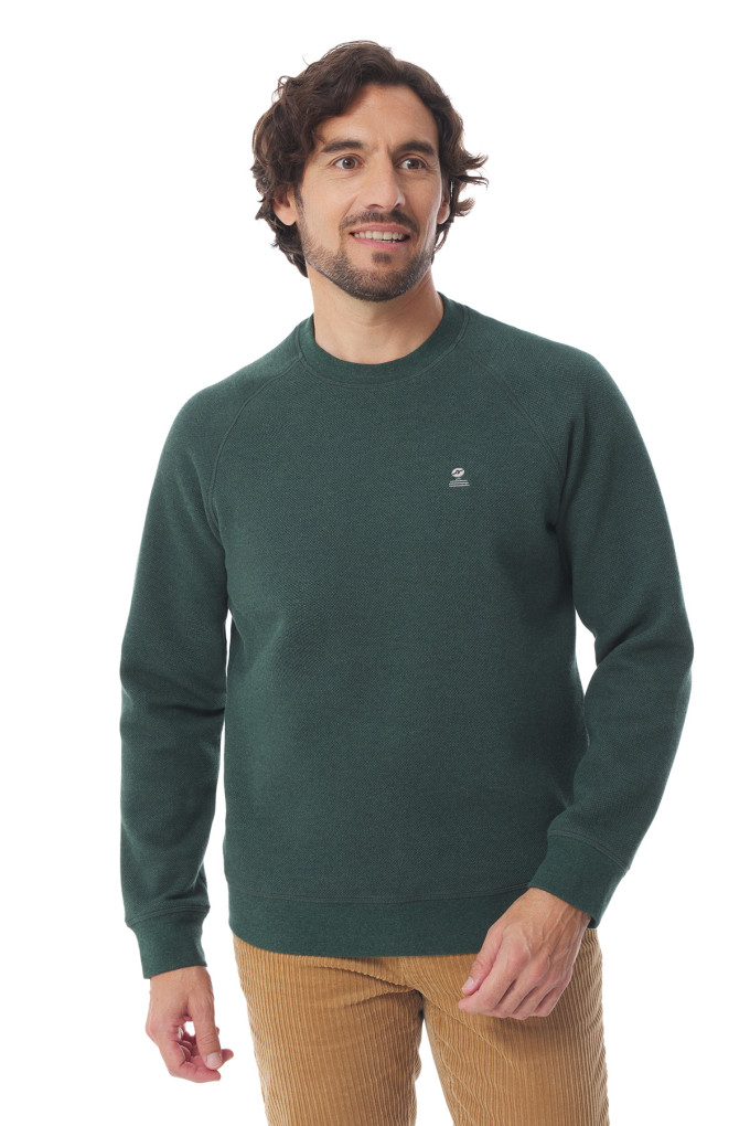 Sweat homme vert foncé en thermo interlock | Mousqueton