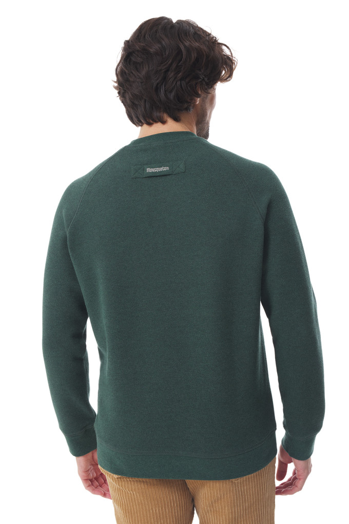 Sweat homme vert foncé en thermo interlock | Mousqueton