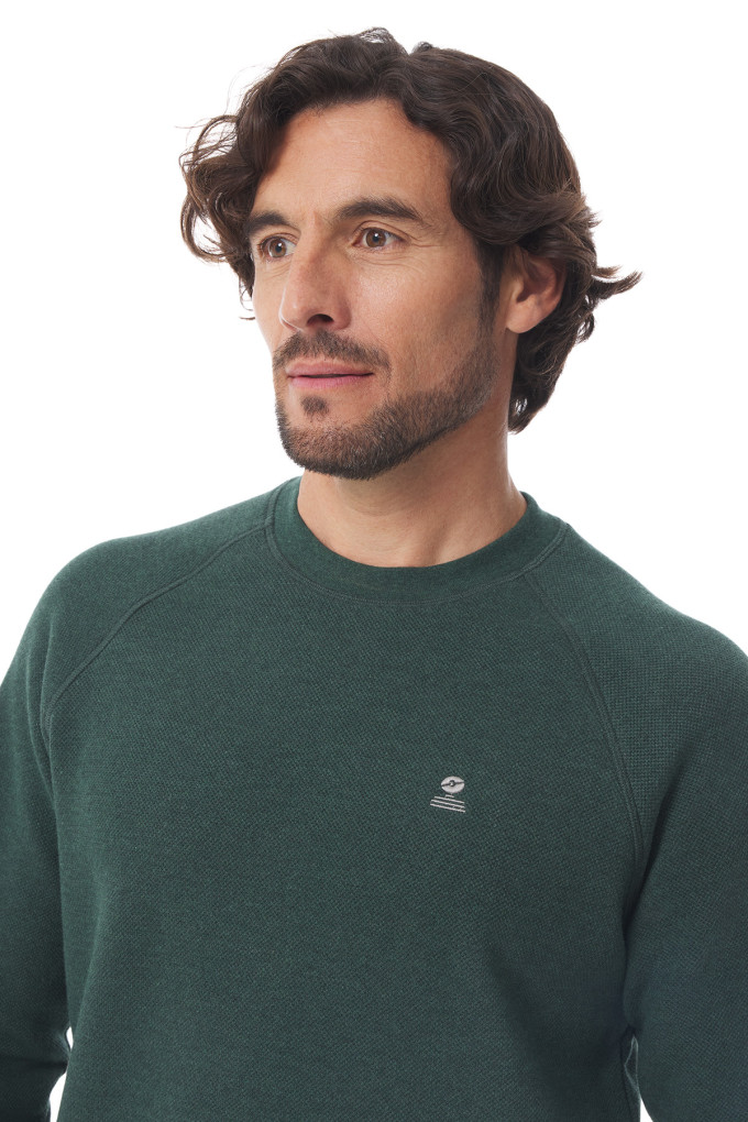 Sweat homme vert foncé en thermo interlock | Mousqueton