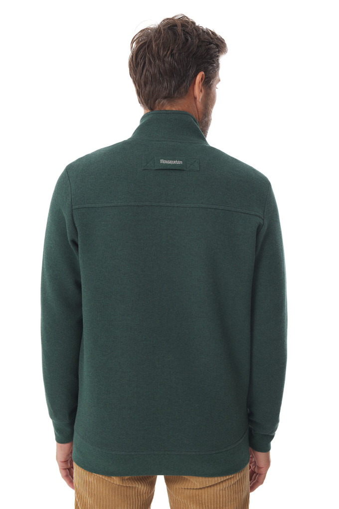 Gilet zippé homme en interlock vert foncé | Mousqueton