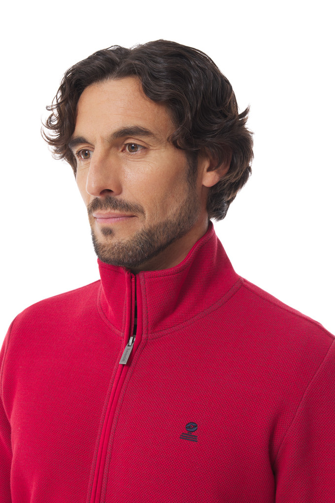Gilet zippé homme en interlock rouge | Mousqueton