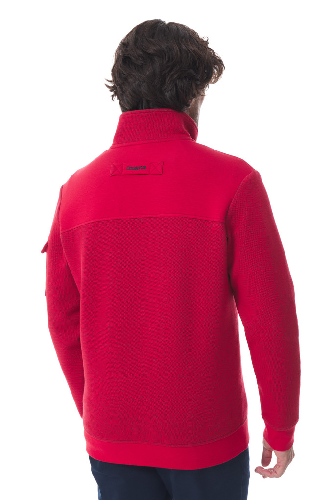 Sweat col camionneur homme rouge | Mousqueton