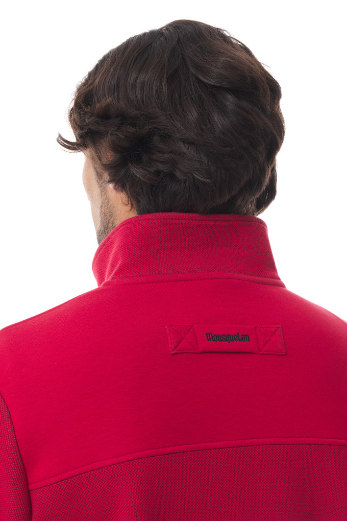 Sweat col camionneur homme rouge | Mousqueton