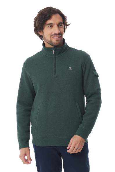 Sweat col camionneur homme vert foncé | Mousqueton