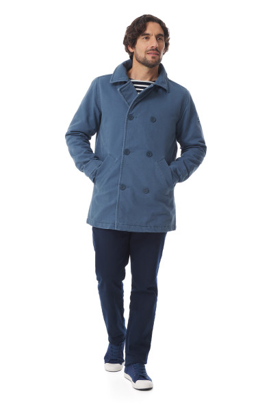 Caban matelassé homme en toile bleu pétrole | Mousqueton