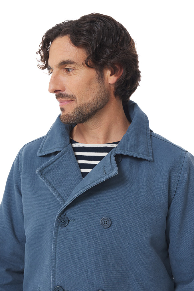 Caban matelassé homme en toile bleu pétrole | Mousqueton