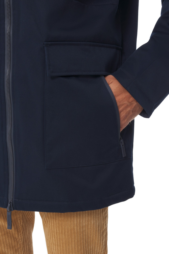Parka imperméable homme bleu marine | Mousqueton