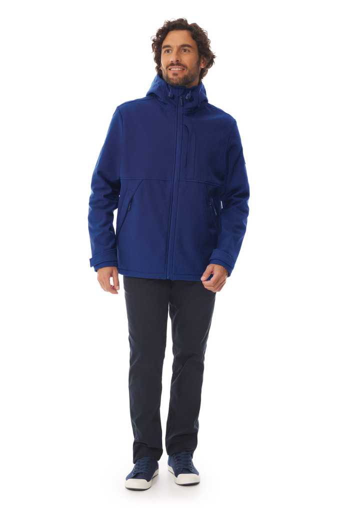 Veste à capuche bleu regate en softshell pour homme | Mousqueton
