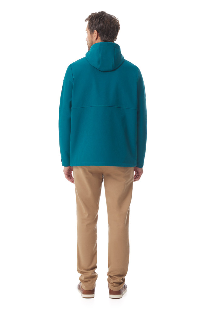 Veste à capuche vert émeraude en softshell pour homme | Mousqueton