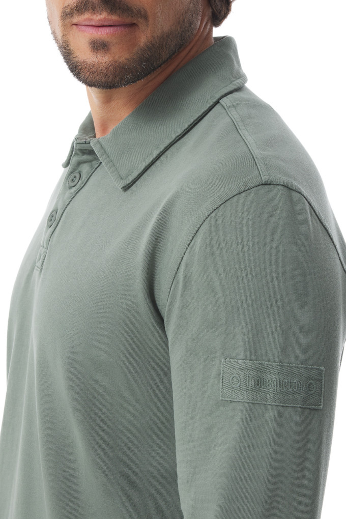 Polo manches longues homme vert kaki | Mousqueton