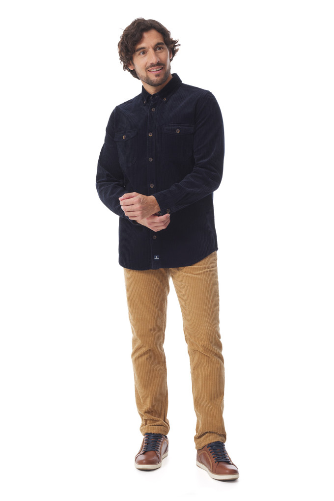 Surchemise homme en velours côtelé bleu marine | Mousqueton