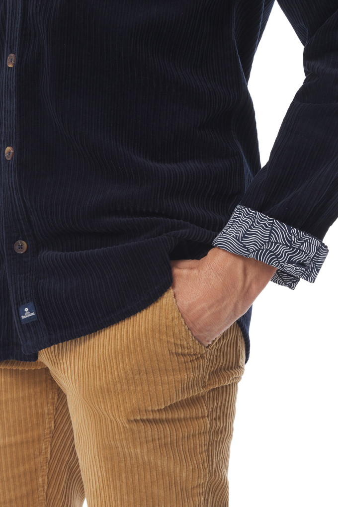 Surchemise homme en velours côtelé bleu marine | Mousqueton