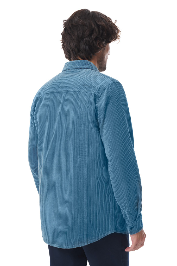 Surchemise homme en velours côtelé bleu provençal| Mousqueton