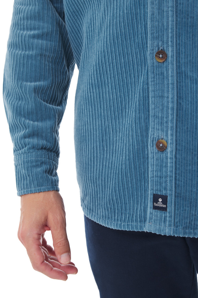 Surchemise homme en velours côtelé bleu provençal| Mousqueton