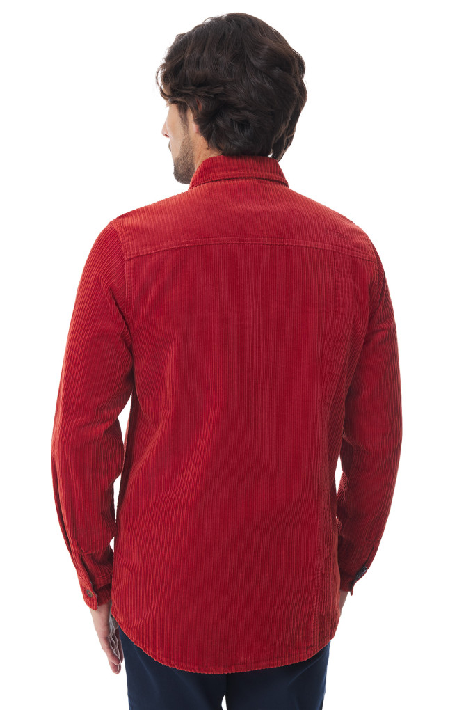 Surchemise homme en velours côtelé orange tuile | Mousqueton