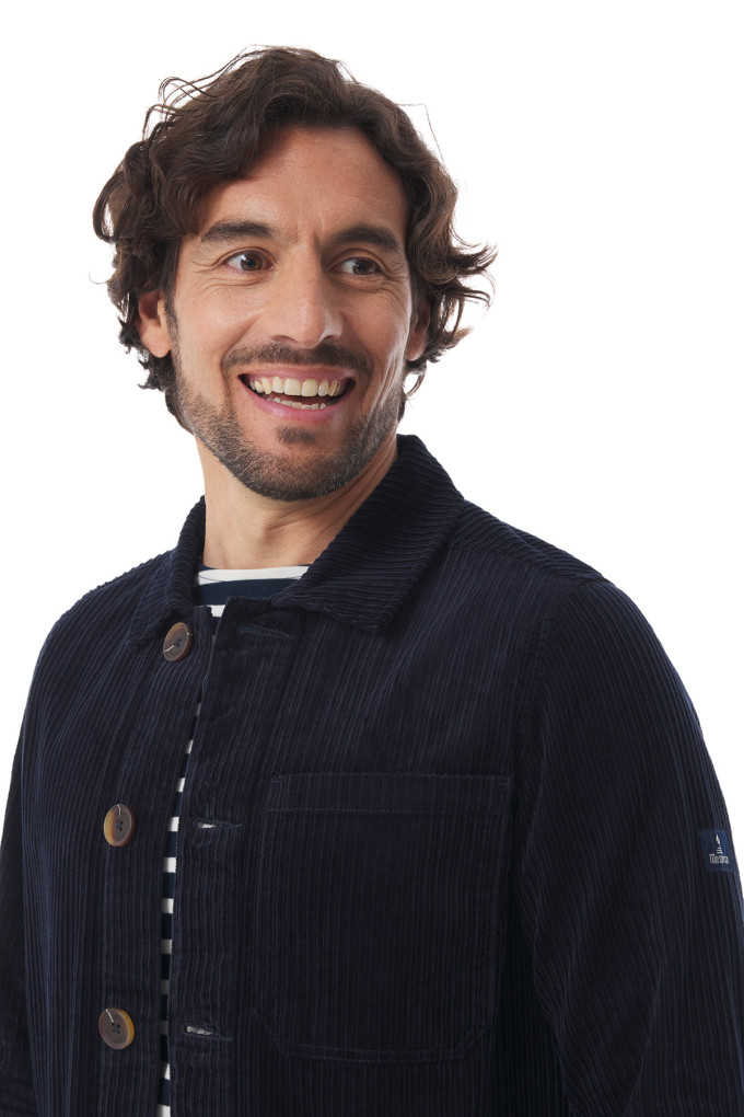 Veste de travail homme en velours côtelé bleu marine | Mousqueton