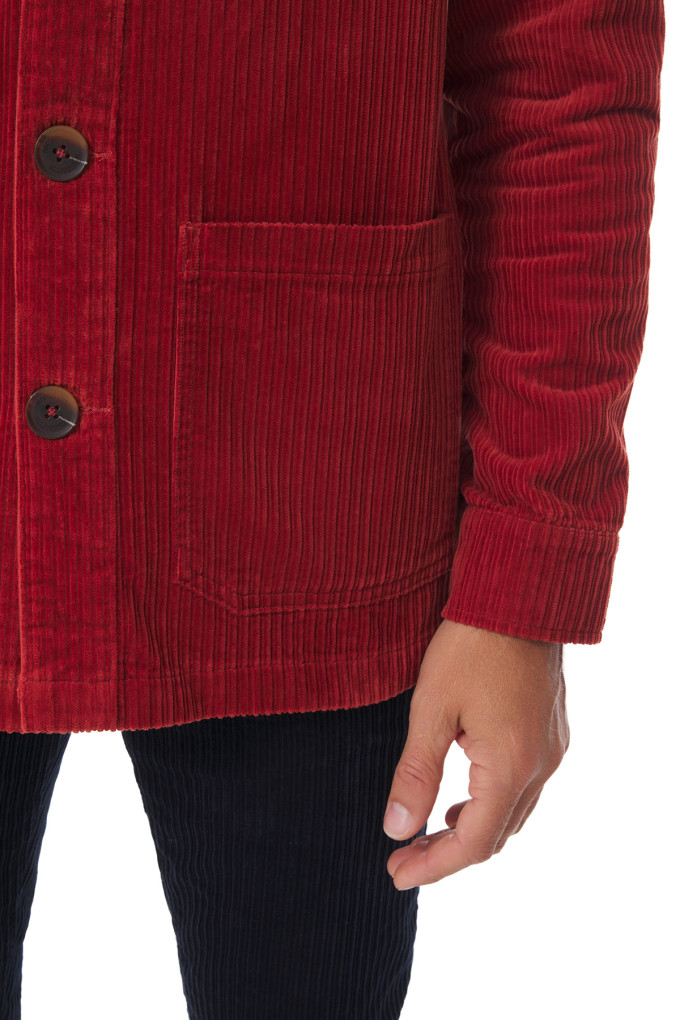 Veste de travail homme en velours côtelé orange tuile | Mousqueton