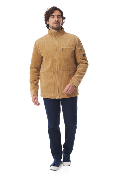 Veste zippée homme en velours côtelé beige | Mousqueton