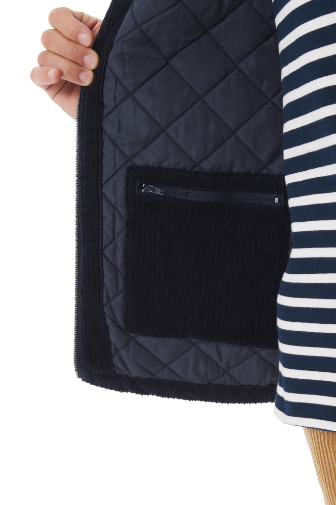 Veste zippée homme en velours côtelé bleu marine | Mousqueton