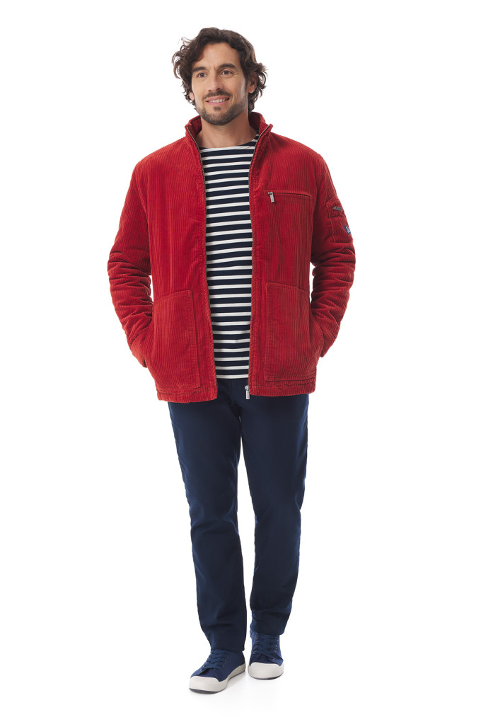 Veste zippée homme en velours côtelé orange tuile | Mousqueton