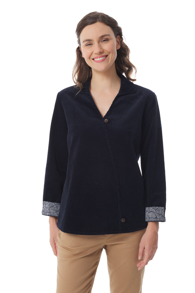 Blouse col V en velours côtelé | Mousqueton