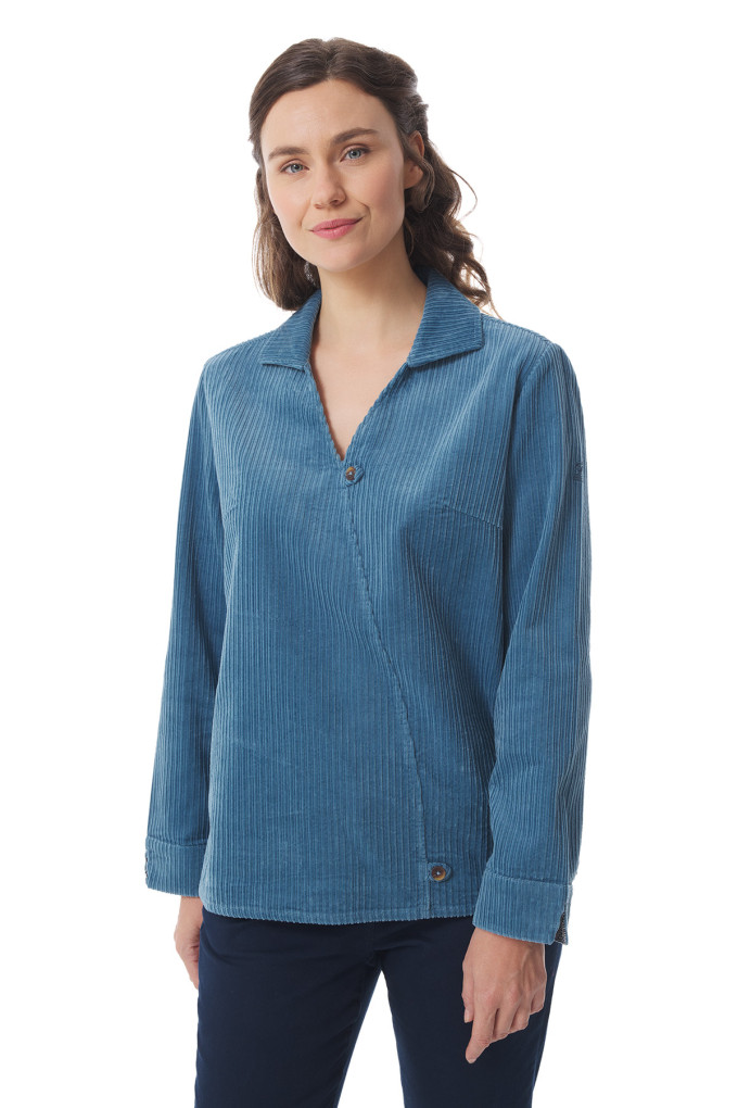 V-neck corduroy blouse | Mousqueton