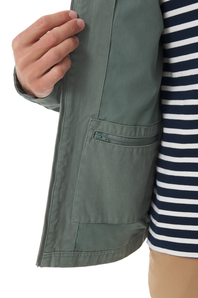 Veste en toile déperlante vert kaki Homme | Mousqueton