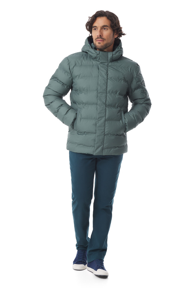 Doudoune homme à capuche amovible vert kaki | Mousqueton