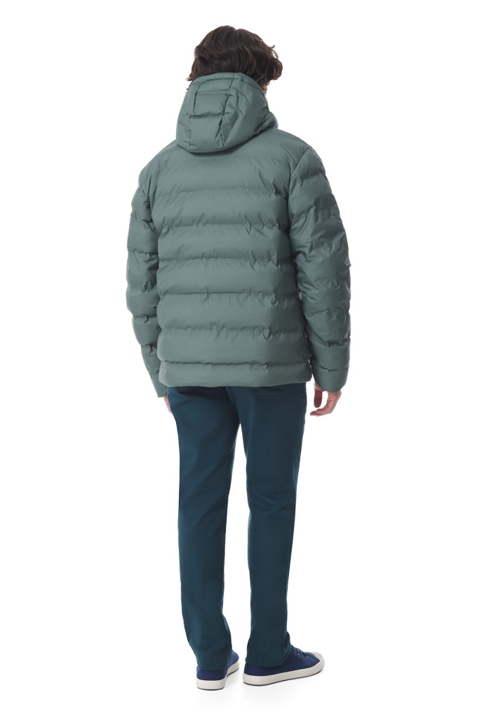 Doudoune homme à capuche amovible vert kaki | Mousqueton