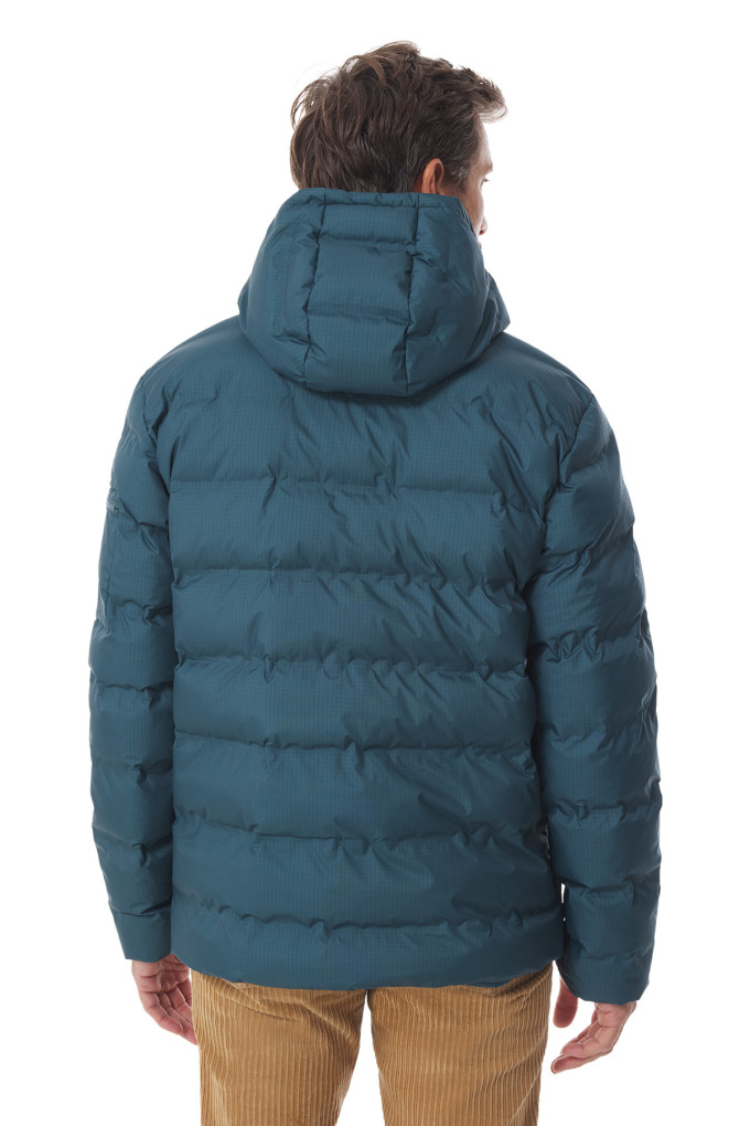 Doudoune homme à capuche amovible bleu pétrole | Mousqueton
