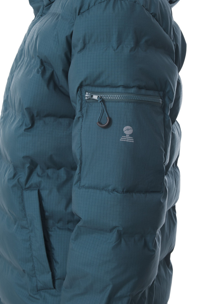 Doudoune homme à capuche amovible bleu pétrole | Mousqueton