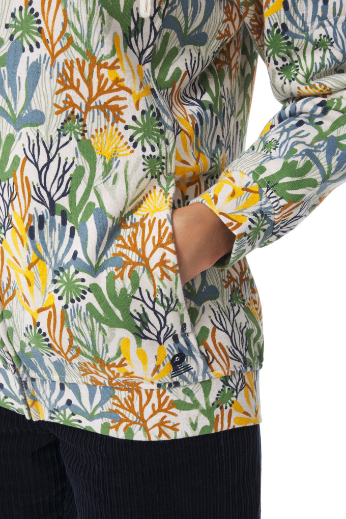 Sweat à capuche femme motifs flore marine | Mousqueton