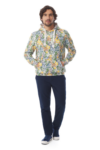 Sweat à capuche homme motifs flore marine | Mousqueton