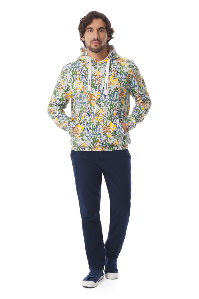 Sweat à capuche homme motifs flore marine | Mousqueton