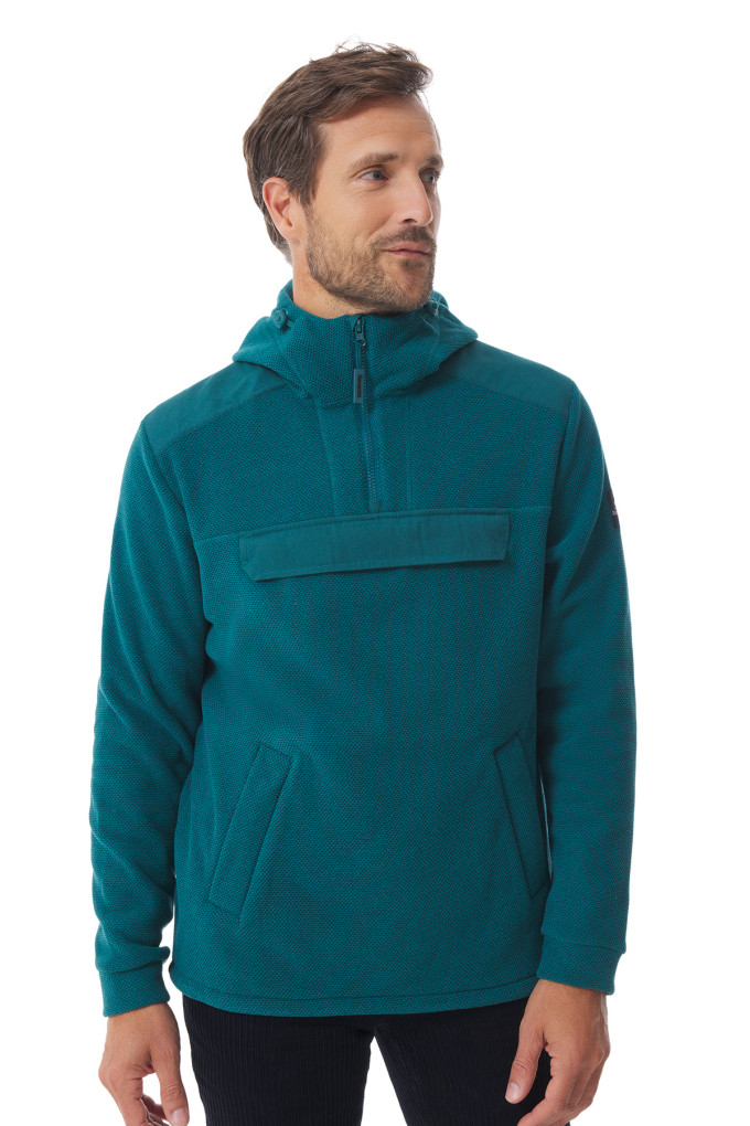 Polaire à capuche homme vert émeraude | Mousqueton