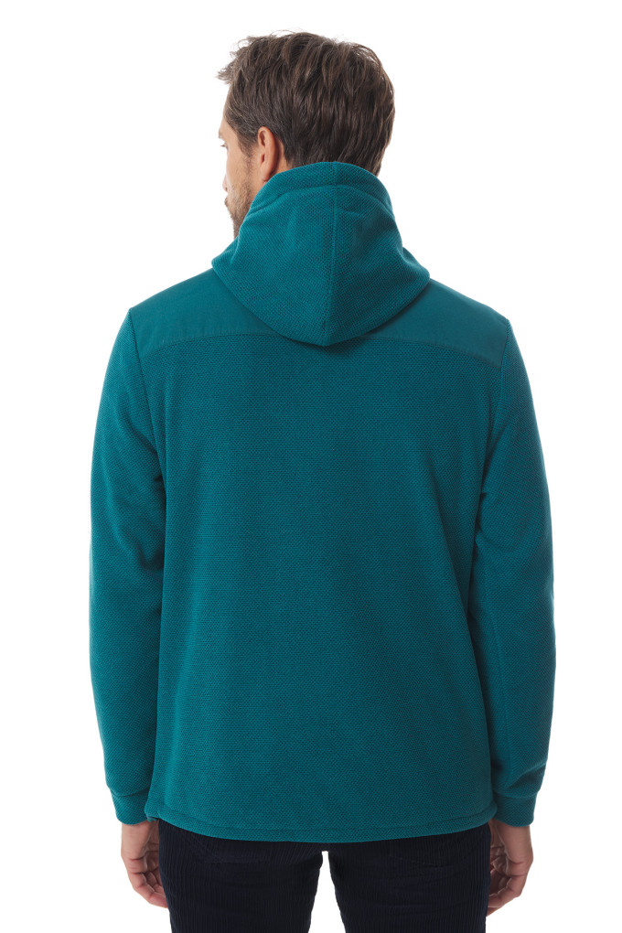 Polaire à capuche homme vert émeraude | Mousqueton