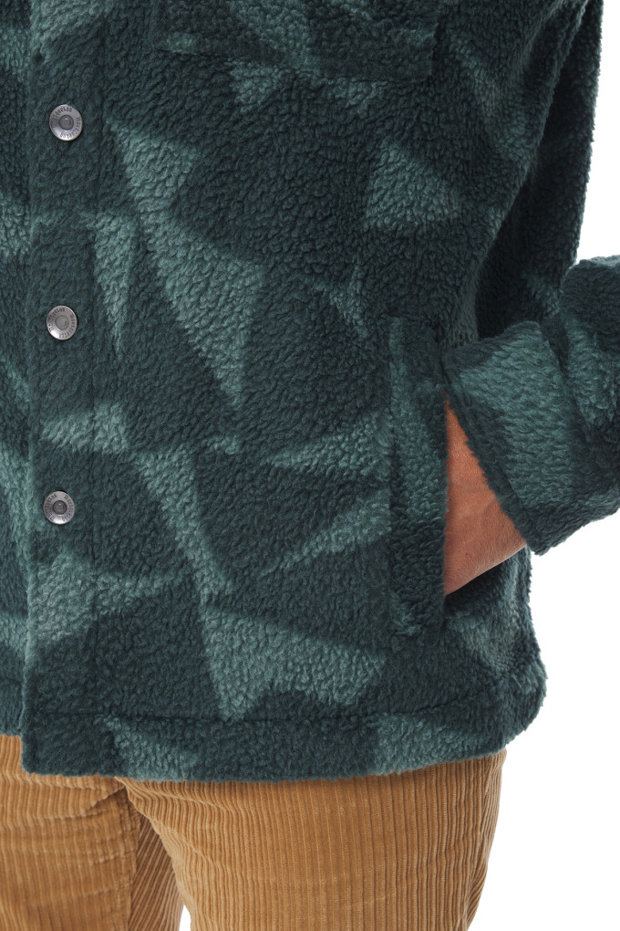 Veste polaire sherpa vert kaki à motifs voile homme | Mousqueton