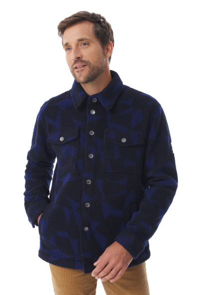 Veste polaire sherpa bleu marine à motifs voile homme | Mousqueton