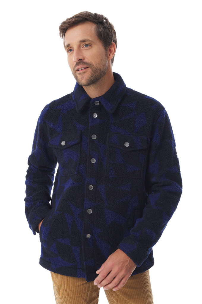 Men's sherpa fleece jacket with sail print | Mousqueton