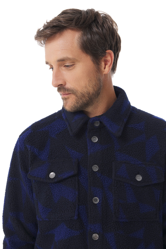 Men's sherpa fleece jacket with sail print | Mousqueton