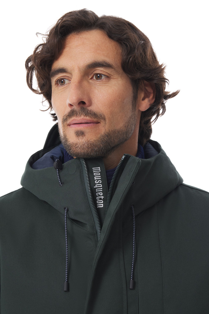 Veste imperméable à capuche homme vert foncé | Mousqueton