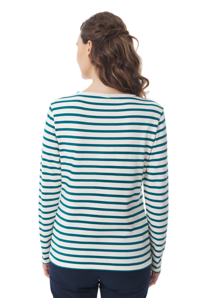 Marinière bicolore vert émeraude pour femme | Mousqueton