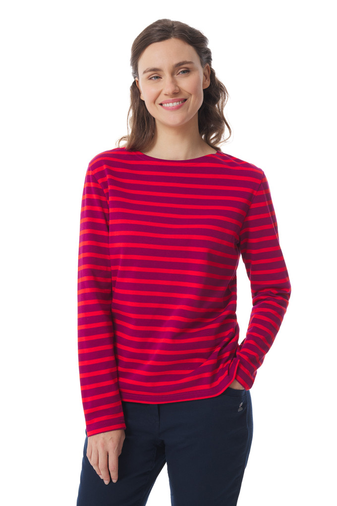 Marinière bicolore pour femme fuchsia et rouge | Mousqueton