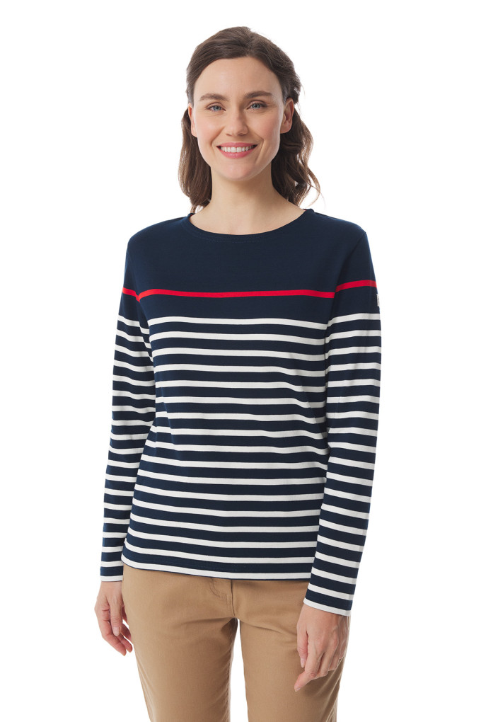 Marinière multicolore marine blanc rouge pour femme | Mousqueton