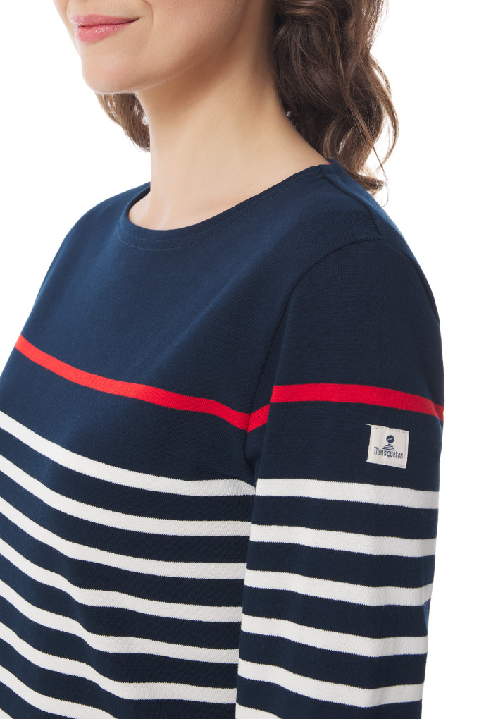 Marinière multicolore marine blanc rouge pour femme | Mousqueton