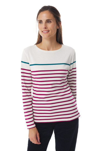 Marinière multicolore blanc rose bleu pour femme | Mousqueton