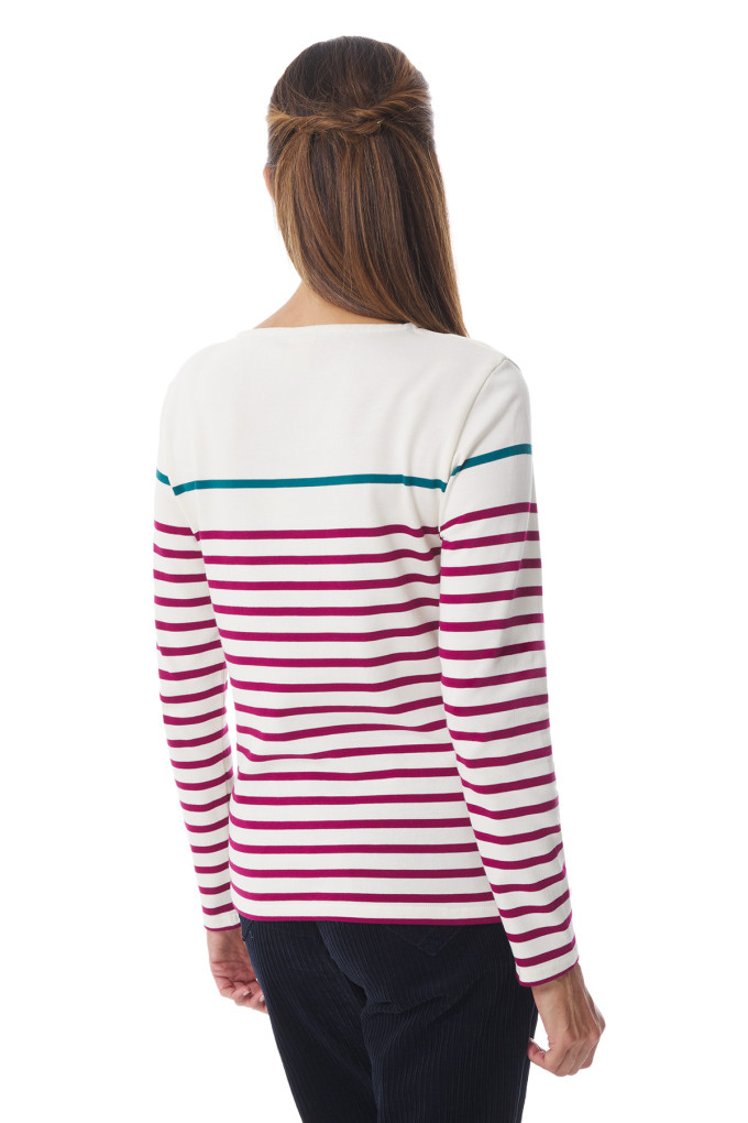 Marinière multicolore blanc rose bleu pour femme | Mousqueton